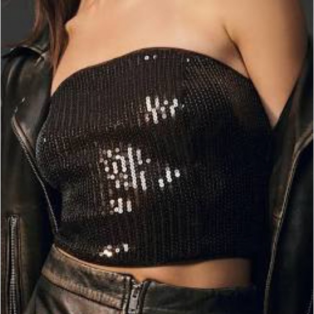 Sequin Brown Tube Top Anthropologie Size L NWT